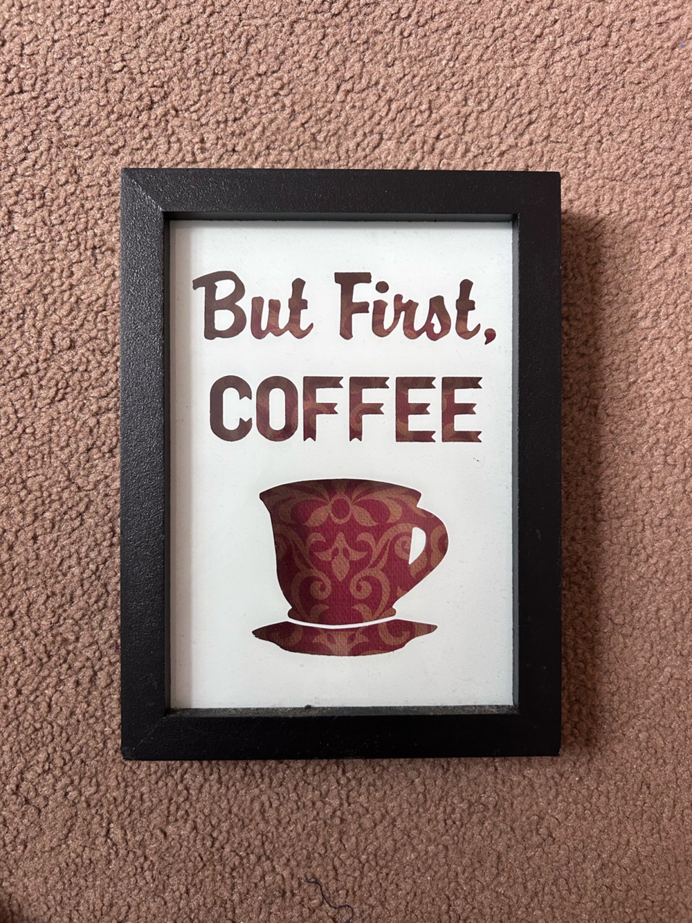 But First Coffee Sign Glass in Black Frame